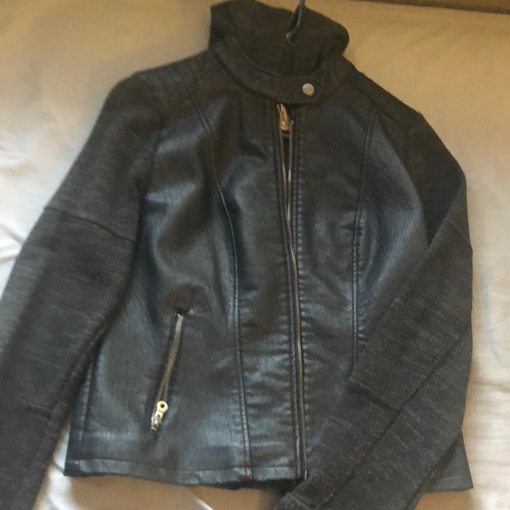 Half leather jacket